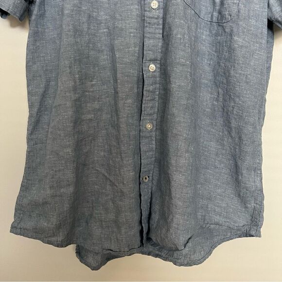 Tommy Hilfiger Shirt Mens Size XL Blue Button Down Short Sleeve Linen Blend - Picture 3 of 13